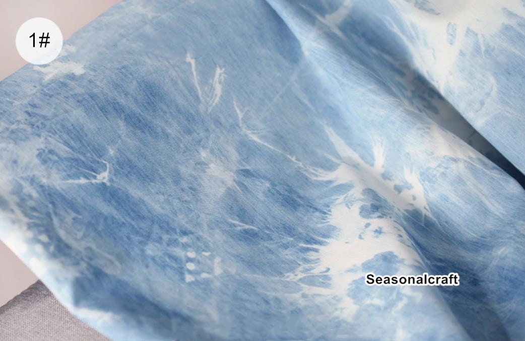 Denim Cotton Fabric Washed Denim tiedye blue Etsy