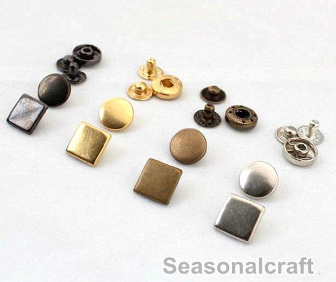 Brass Snap Button Set 12mm Round Square Gun black Etsy