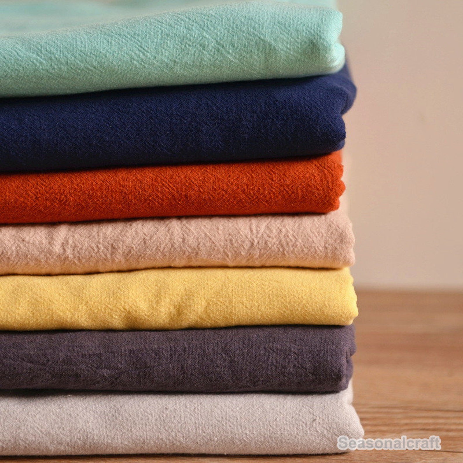Colorful Solid Linen Cotton vintage color Crumple Fabric Pre | Etsy