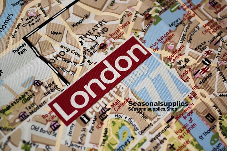 Retro Cotton Canvas Fabric Vintage Map fabric of the London Etsy