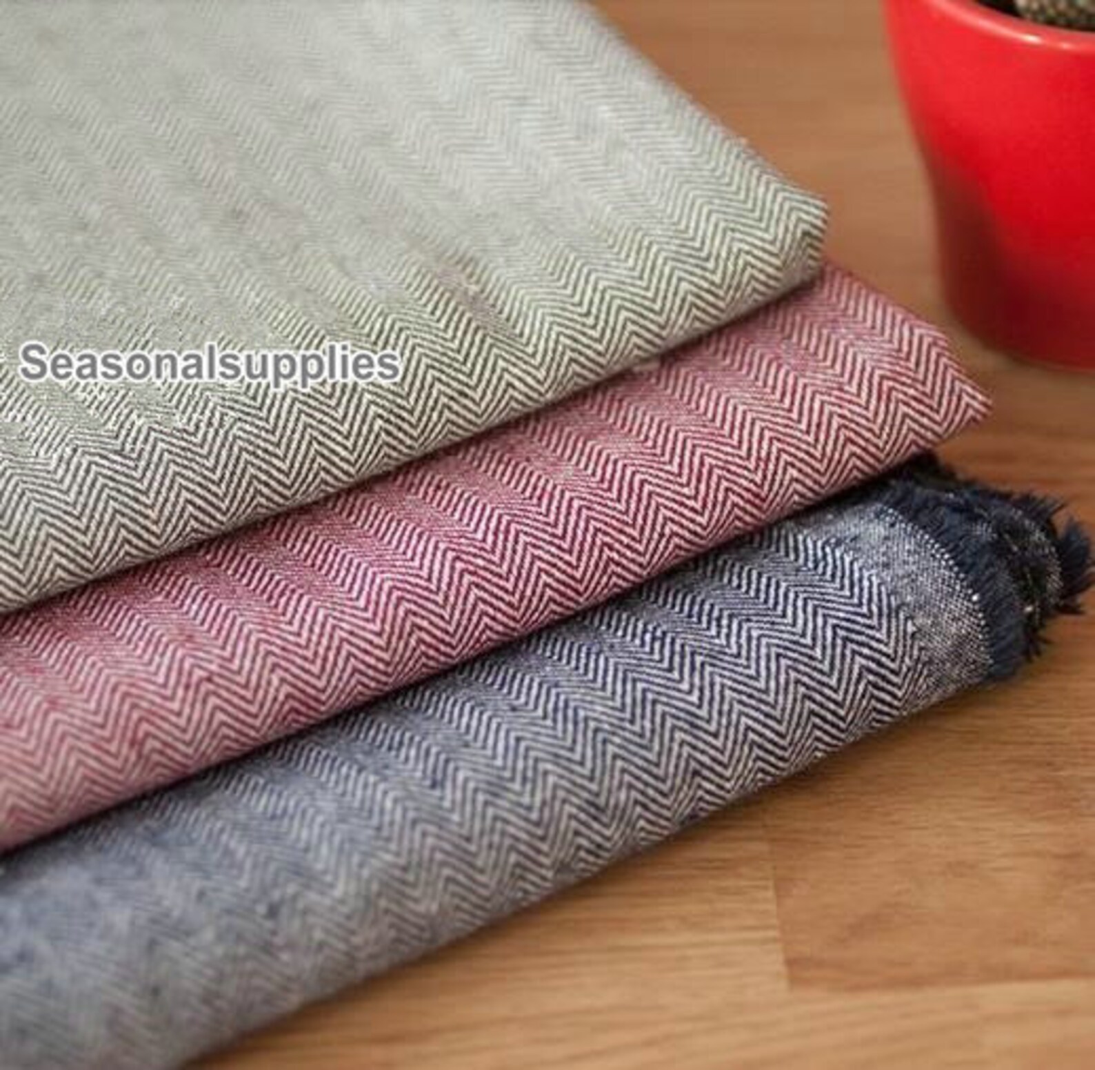 Herringbone Yarndyed tela de lino de algodón / lino / tela Etsy