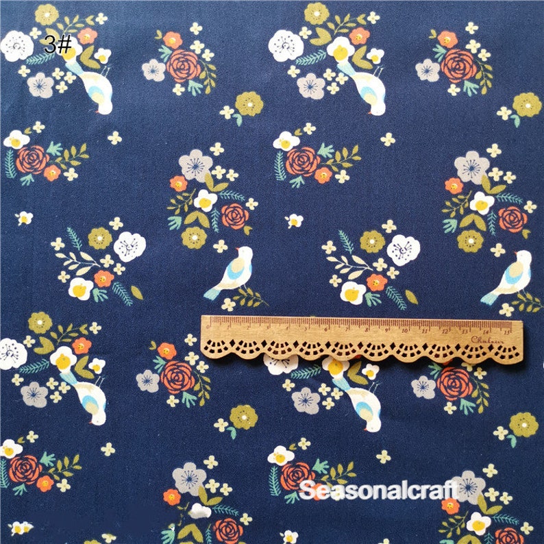 Shabby Chic,Flower Cotton Fabric Flower Cotton Fabric Half Yard Meter Twill Cotton Fabric C662 Blue Cotton Fabric