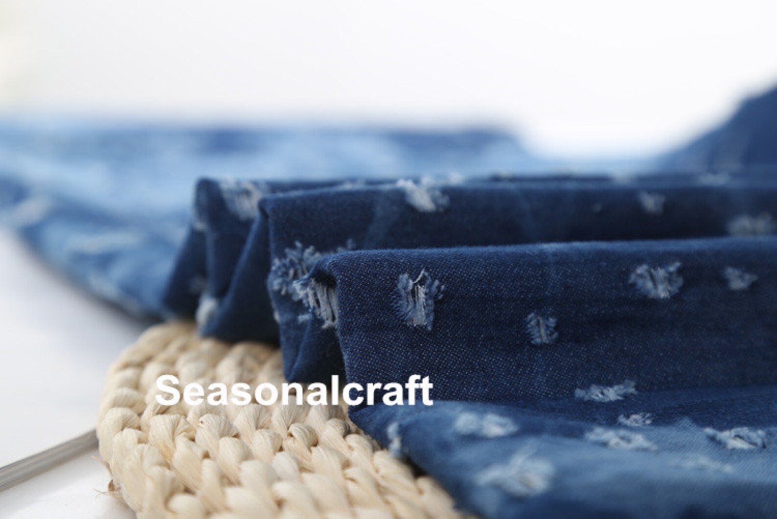 Perforated Hollow Denim Cotton Fabric Washed Denim tiedye Etsy