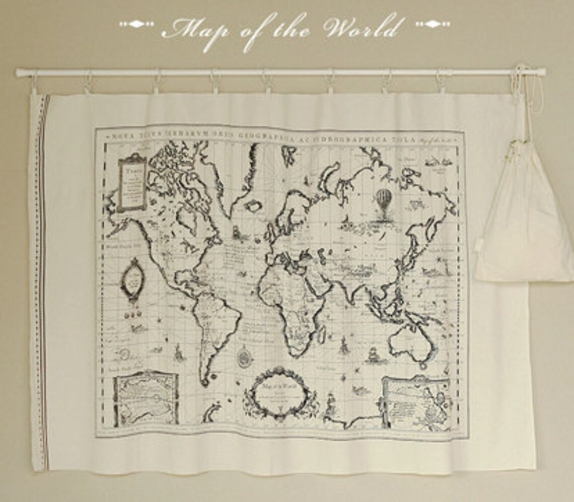 Cotton Linen World Map Fabric for craft Vintage Color Map Of Etsy