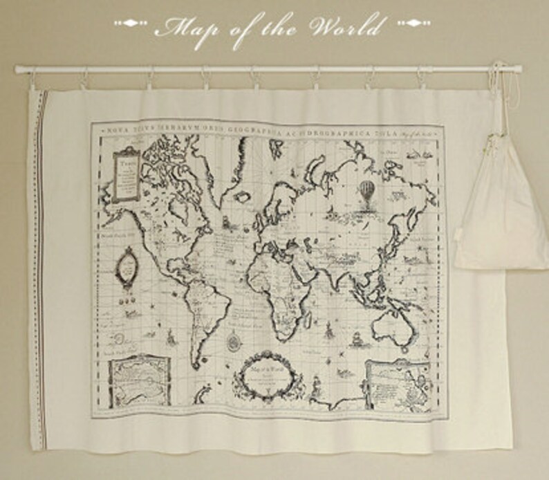 Cotton Linen World Map Fabric for craft Vintage Color Map Of Etsy