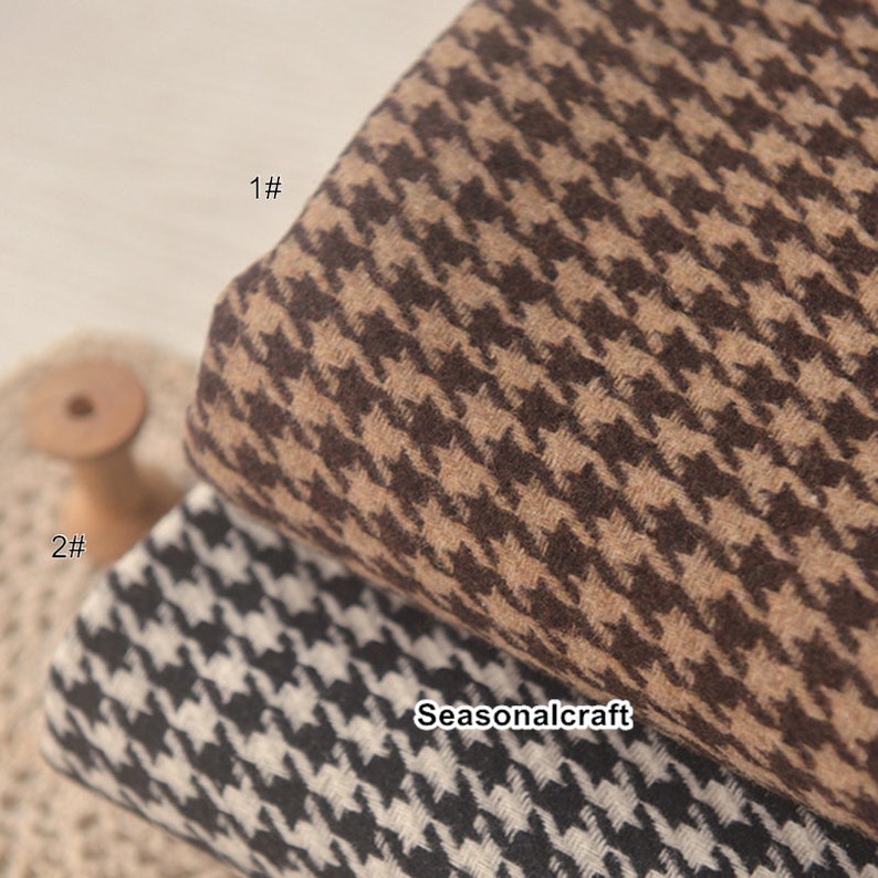QT1698 Double-faced Houndstooth Thick Wool Blend Fabric Winter Thick Fabric Half yard  Meter
