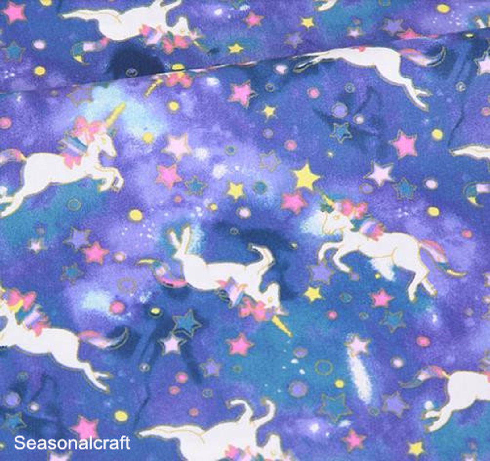 Unicorn Fabric Quilting Cotton Fabric Twill Cotton Fabric Etsy