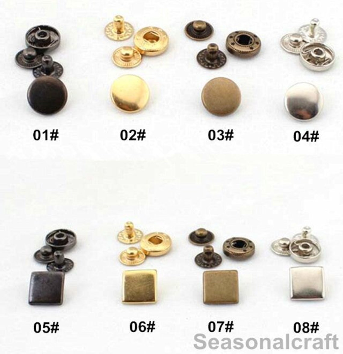 Brass Snap Button Set 12mm Round Square Gun black Etsy