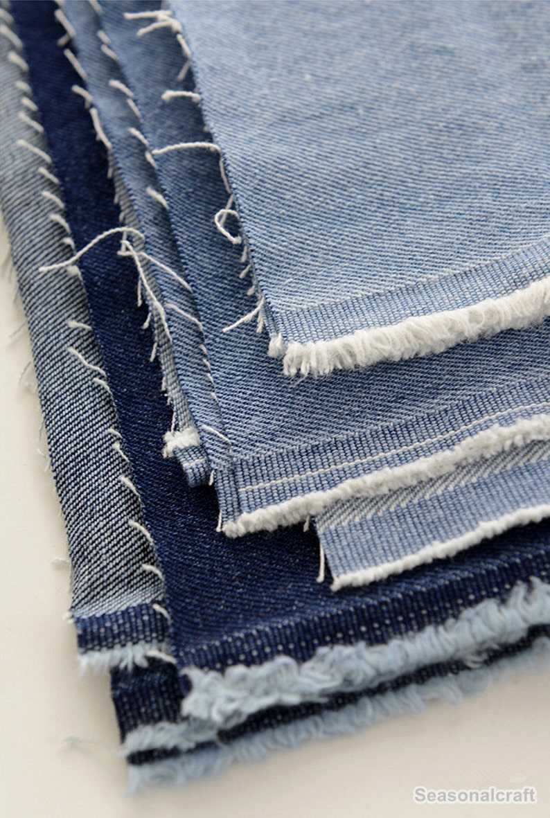 Denim Cotton Fabric Washed Denim blue denim Heavy Weight | Etsy