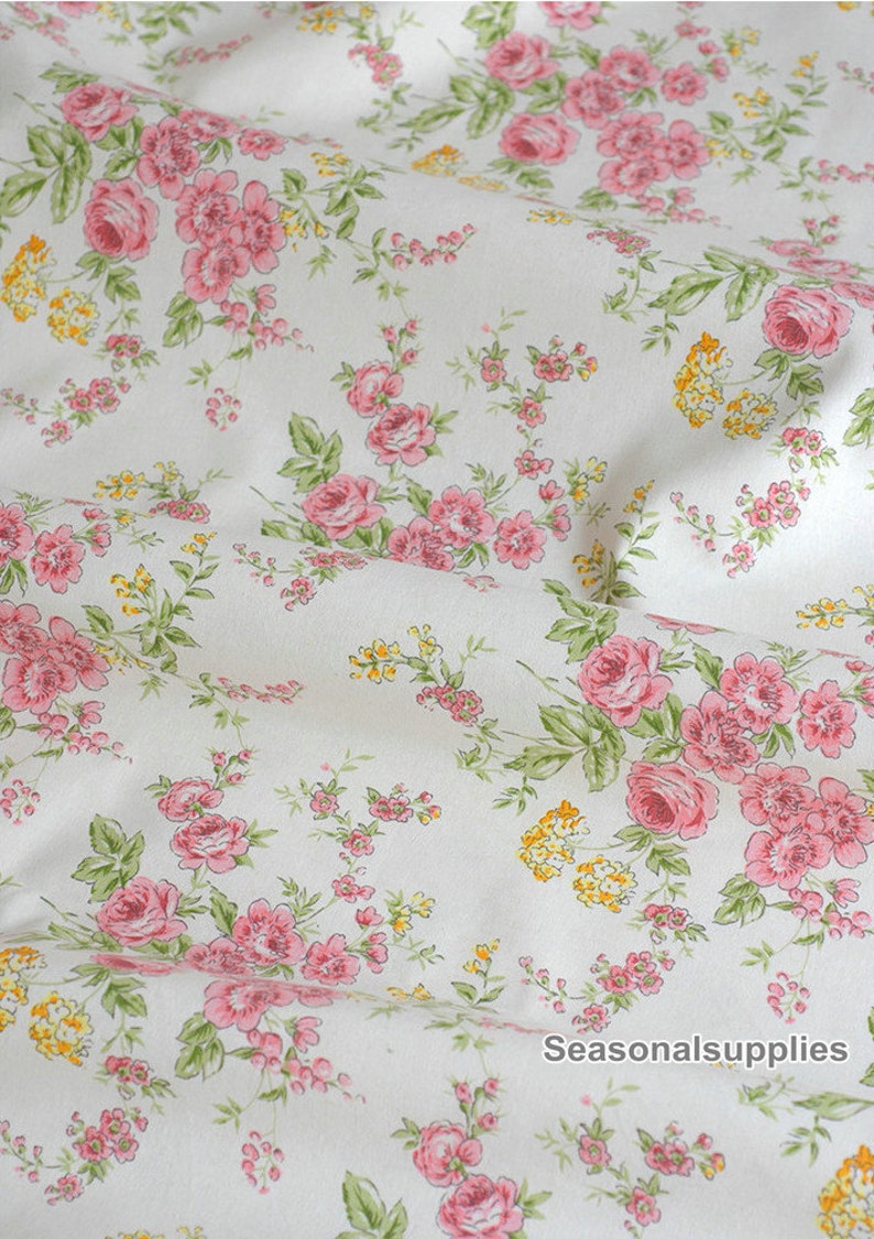 Retro-Baumwolle Leinen Stoff Blume Blumen Blatt Muster | Etsy