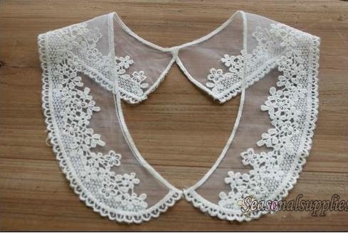 White Collar Lace transparent collar Embroidery | Etsy
