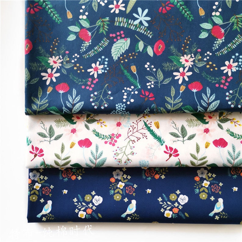 Shabby Chic,Flower Cotton Fabric Flower Cotton Fabric Half Yard Meter Twill Cotton Fabric C662 Blue Cotton Fabric