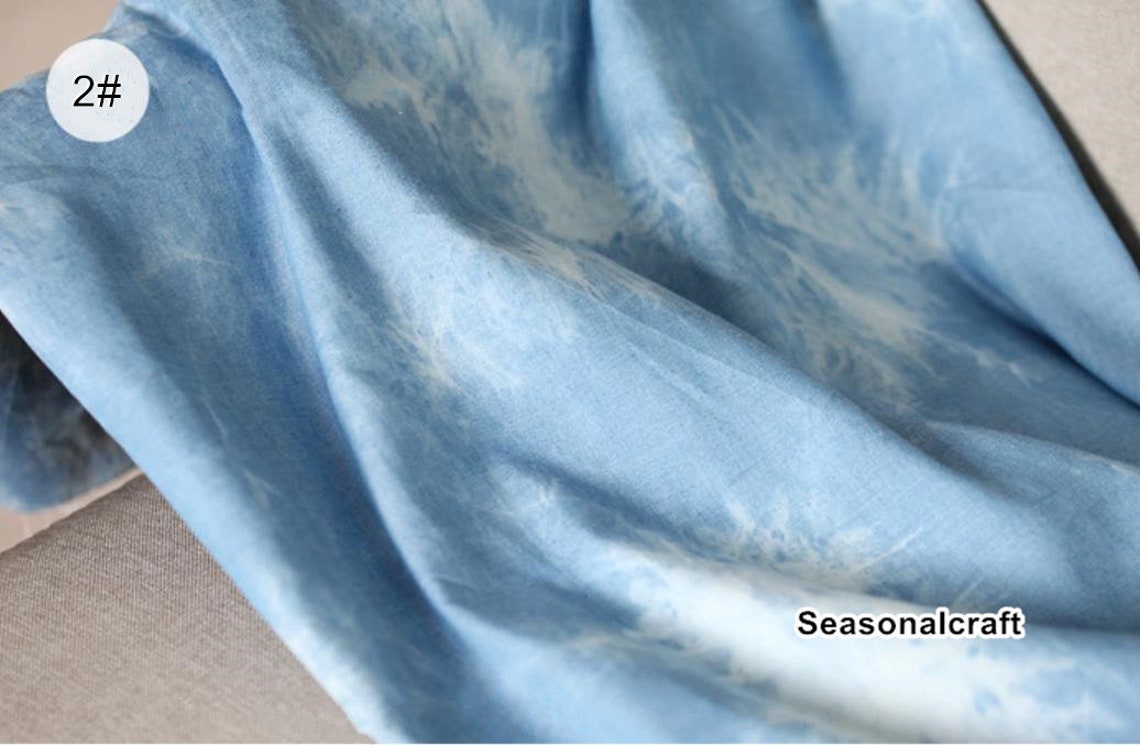 Denim Cotton Fabric Washed Denim tiedye blue Etsy