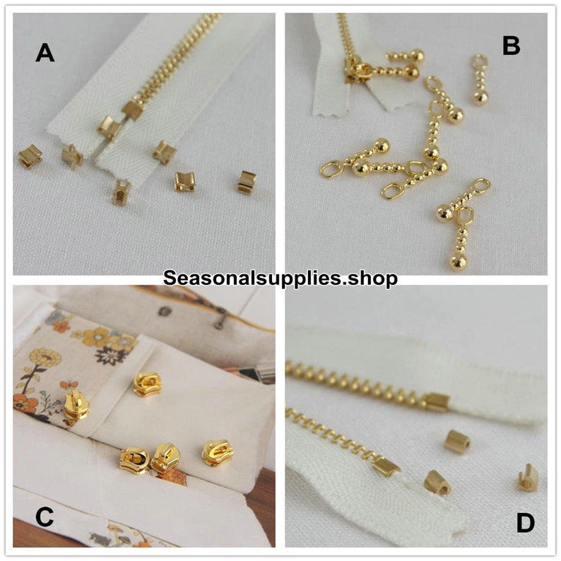 Metal ZipperBrass Zipper Accessories 4 Brass Sliders 4 Brass Etsy