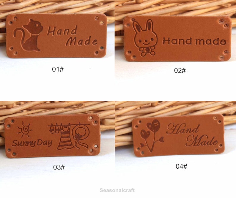 4Pcs Brown PU Leather Sewing Labels for Bags Love Hanmade Etsy