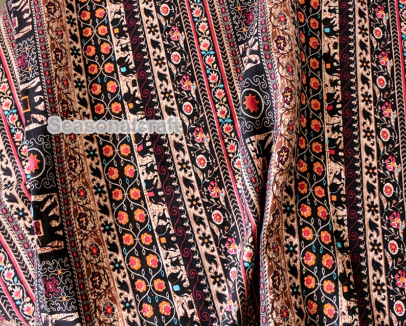 Colorful Stripe Cotton Linen Fabric BOHO Bohemian Style Etsy