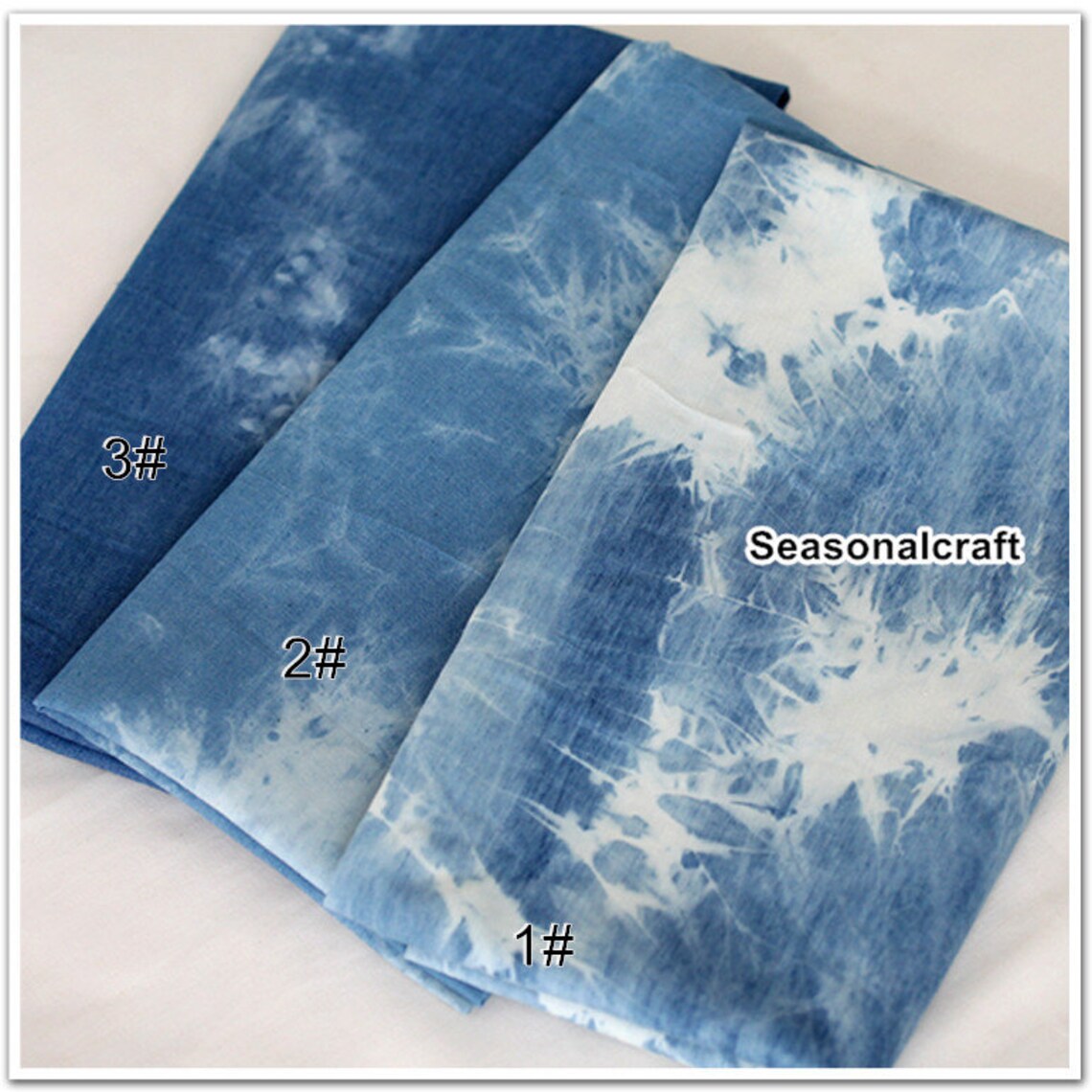 Denim Cotton Fabric Washed Denim tiedye blue Etsy