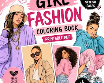 Fashion Girl Coloring Book, Melanin Beauty Portraits (Printable PDF)