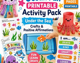 Ocean Fun Printable Activity Pack , Under the Sea Crafts, Preschool Learning (PDF Download)
