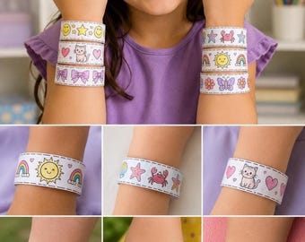 Summer Paper Bracelets Craft , Kids Coloring Activity Templates,  Make Your Own Bracelets, Printable Arts and Crafts for Kids.