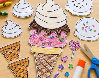 Build an Ice Cream Craft Kit, Summer Sundae Printable Activity (Digital Download)