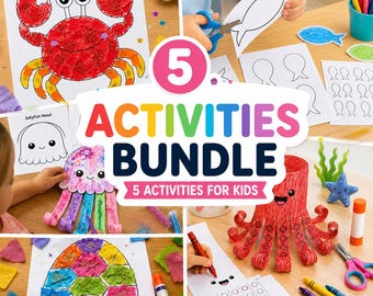 Ocean Activity Bundle Printable, Kids Ocean Crafts, Under the Sea Activities, Preschool Worksheets, PDF Download