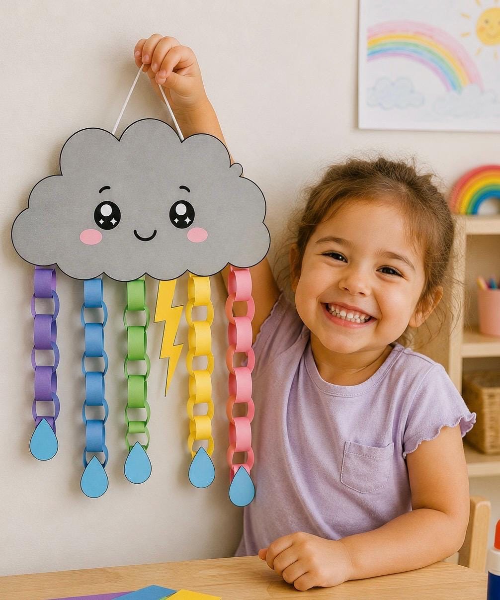 29 Creative Weather Crafts for Kids 23 Storm Cloud Chain Craft Printable Weather Activity for Kids (Instant…