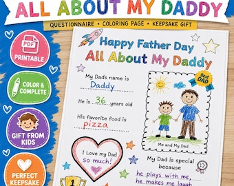 All About My Dad Questionnaire Coloring Page (PDF)