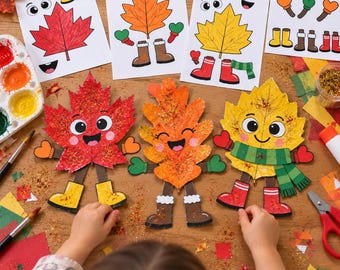 Autumn Leaf Craft for Kids, Cut and Paste Fall Activity, Build a Leaf Person, Preschool Printable, Kindergarten Autumn Craft