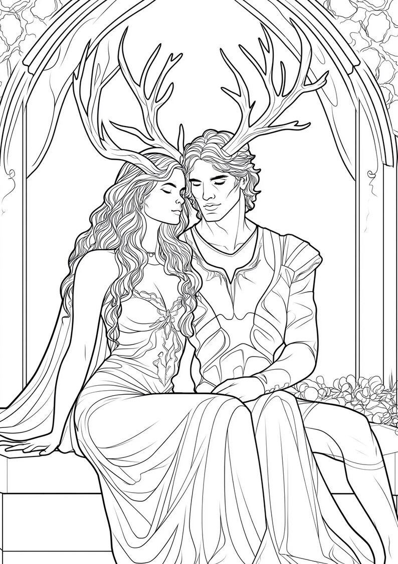 Romantasy Coloring Pages Storybook | Fated Mates, Fae King Fantasy Romance (Digital PDF Download) image 16