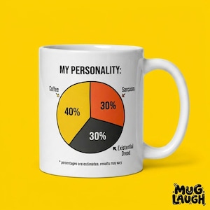 My Personality Coffee Sarcasm Existential Dread Funny Pie Chart Mug
