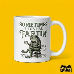 Taza de cerámica con rana que se tira pedos, divertida taza de café con meme vintage, regalo de broma