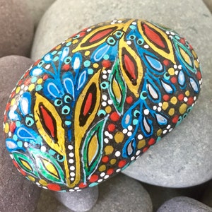 ice blue forest /painted rocks/painted stones/boho art/hippie art/desk art/altar art/cape cod art/terrarium items/rock art/art stones/rocks image 1