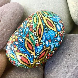 ice blue forest /painted rocks/painted stones/boho art/hippie art/desk art/altar art/cape cod art/terrarium items/rock art/art stones/rocks image 3