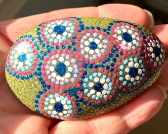 Imagination / painted stones/ painted rocks/ paperweights/ dot art / dot rocks / meditation stones/ boho art/hippie art/ boho decor / rocks