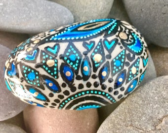 at the edge of twilight /painted rocks/painted stones/altar items/boho art/hippie art/desk art/sea stones/ terrarium items/art stones/rocks