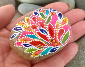 The enchanted woods /painted rocks/painted stones/boho decor/boho art/hippie art/altar items/desk art/terrarium items/tiny art/art rocks