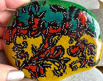 coral reef / painted rocks / painted stones / paperweights/ boho art / hippie art / beach house art / hand painted rocks / coffee table art