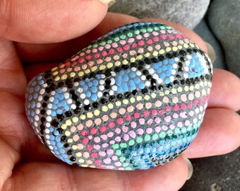 many paths / dot rocks /painted rocks/painted stones/boho art/rainbow rocks/tiny painted rocks/terrarium items/sea stones/cape cod/tiny art