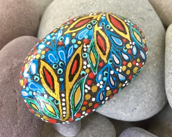 ice blue forest /painted rocks/painted stones/boho art/hippie art/desk art/altar art/cape cod art/terrarium items/rock art/art stones/rocks