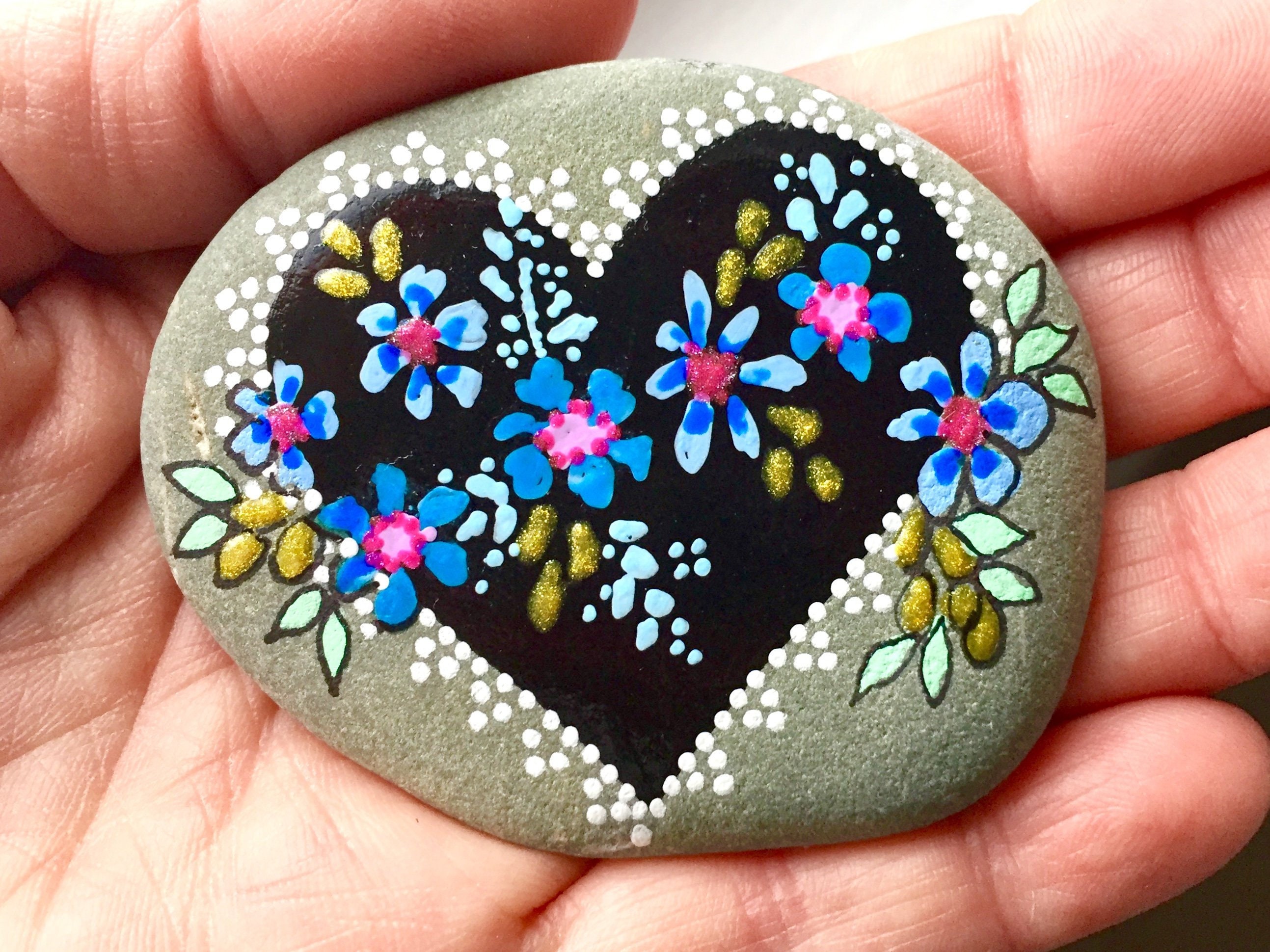 Tender hearted / painted stones/painted rocks/heart Etsy