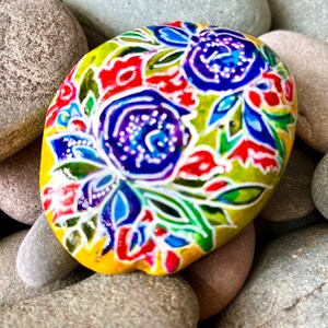 Boho Blooms/painted Rocks/painted Stones/sea Stone Art/cape Cod Artists ...