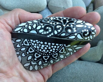 zen garden / painted rock / Sandi Pike Foundas / beach stone from Cape Cod