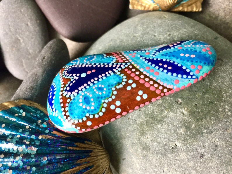 love from a tiny universe / painted stones/painted rocks/boho art/hippie art/desk art/altar art/cape cod/painted sea stones/talismans,totems image 5