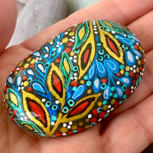 ice blue forest /painted rocks/painted stones/boho art/hippie art/desk art/altar art/cape cod art/terrarium items/rock art/art stones/rocks image 2