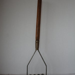 LARGE Wooden Handled Metal Food Masher
