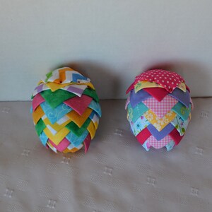 Two Handcrafted Decorative Multicolor Fabric Easter Eggs