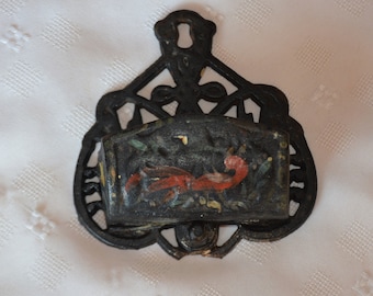 Vintage Hand Painted Cast Iron Match Holder