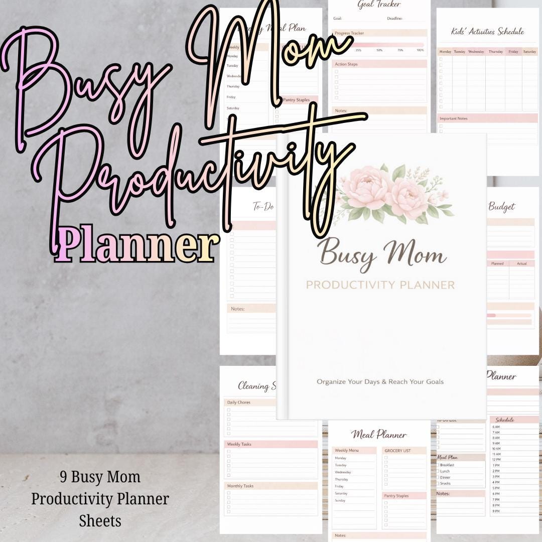 Busy Mom Productivity Planner Printable Mom Life Organizer Daily Task ...