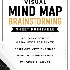 Visual Mind Map Brainstorming Sheet Printable, Student Study Organizer Template, Productivity Planner, Mind Map Printable, Student Planner